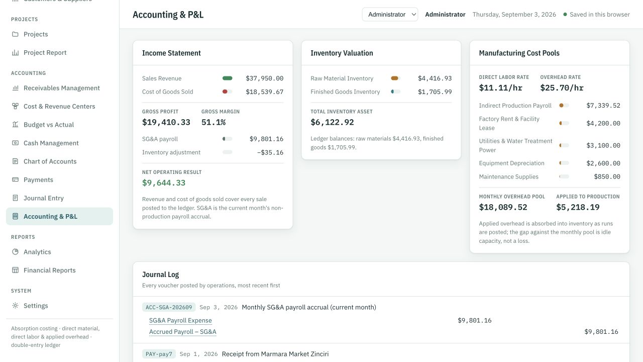 CostingERP accounting screen