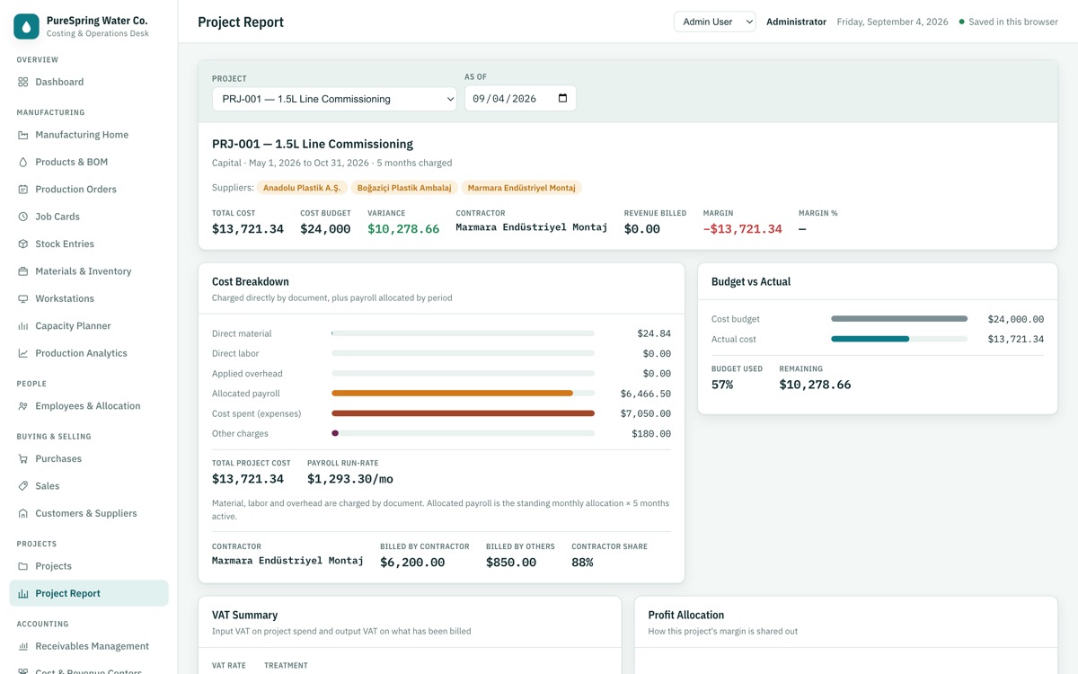 CostingERP — Project report